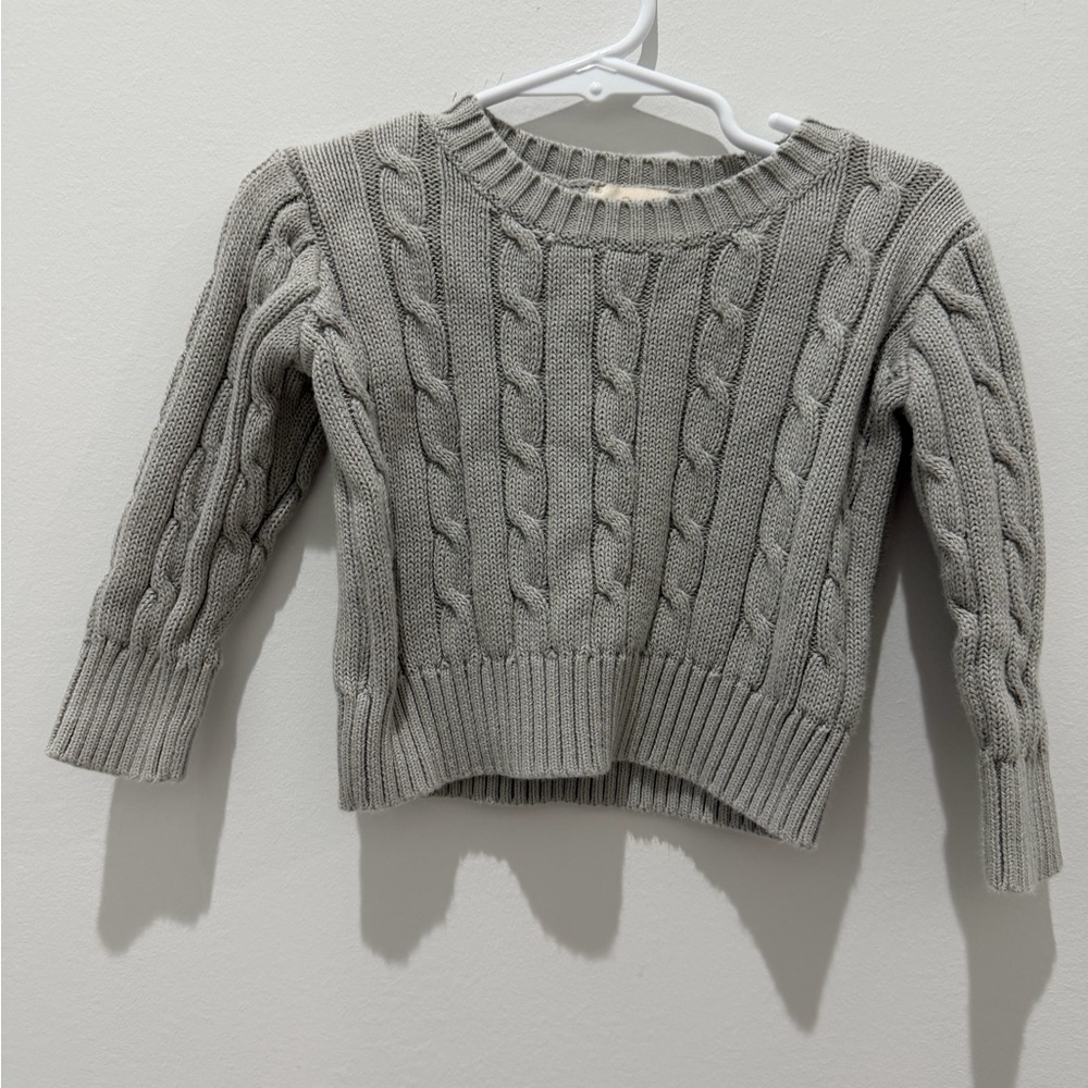 The Beaufort Bonnet Company Gray Cable Knit Kids Sweater